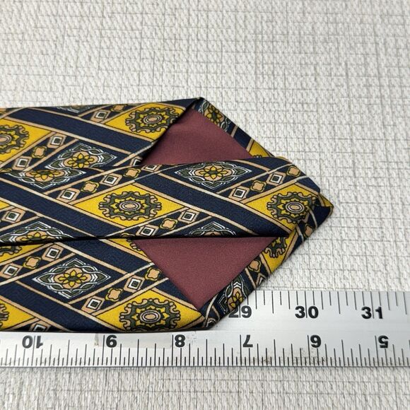 Guido Vietri Blue Gold Diamond Geometric Polyester Tie - Picture 4 of 5
